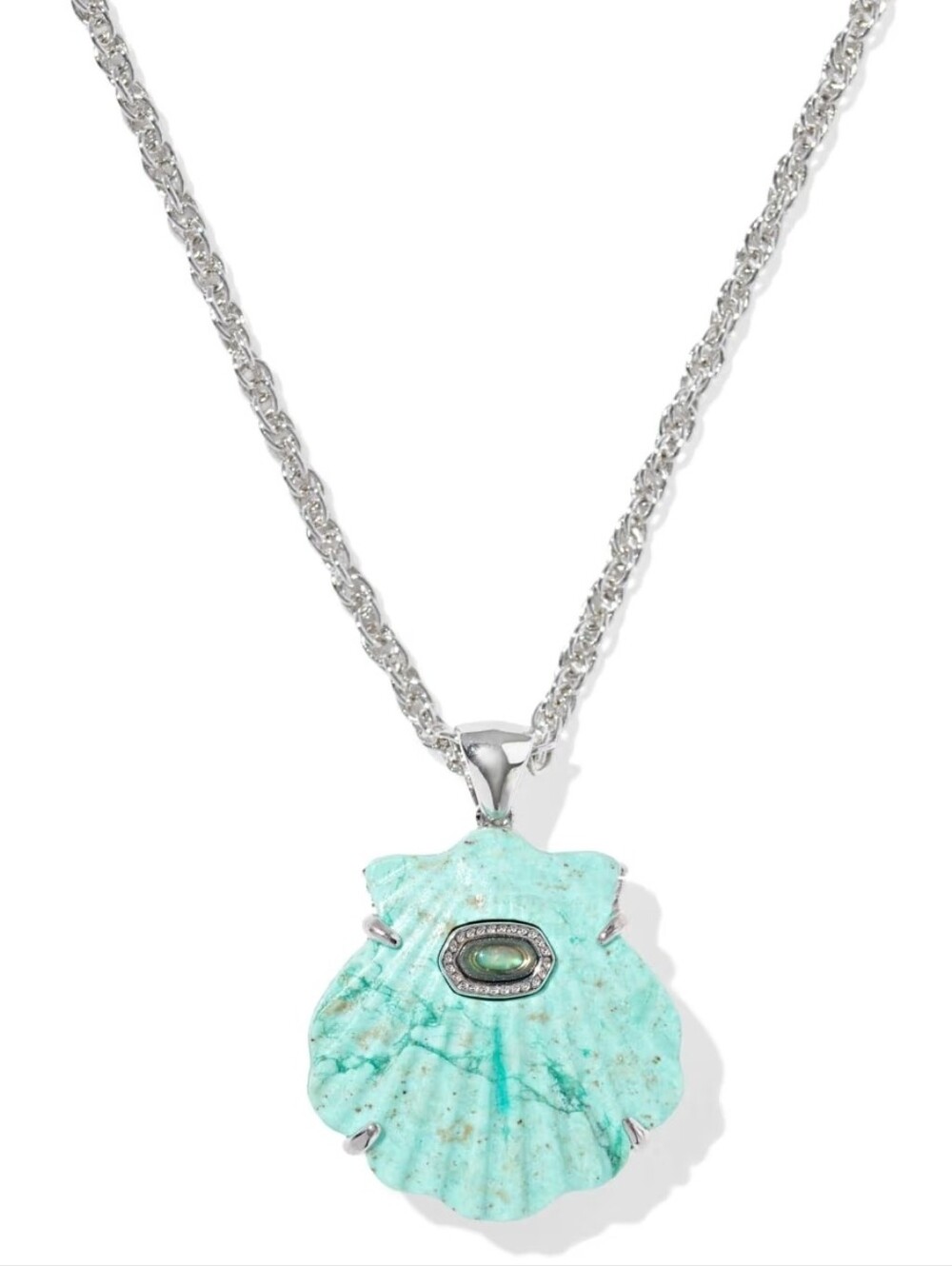 Kendra Scott Lucia Shell Silver Short Pendant Necklace